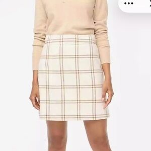 J. Crew Cream Plaid Mini Skirt